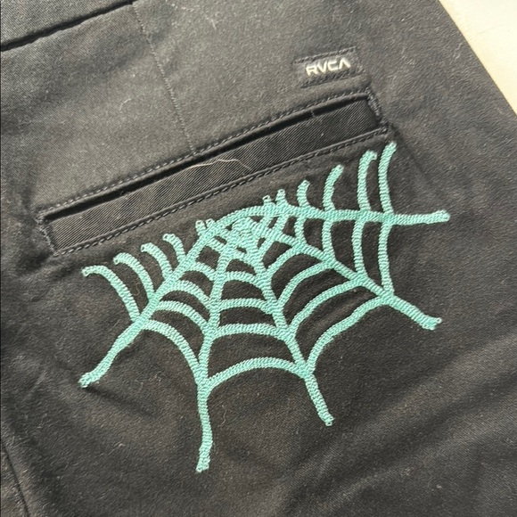 NWT RVCA Black Embroidered Pants size 25. RARE. Anthro Colab - Picture 5 of 9